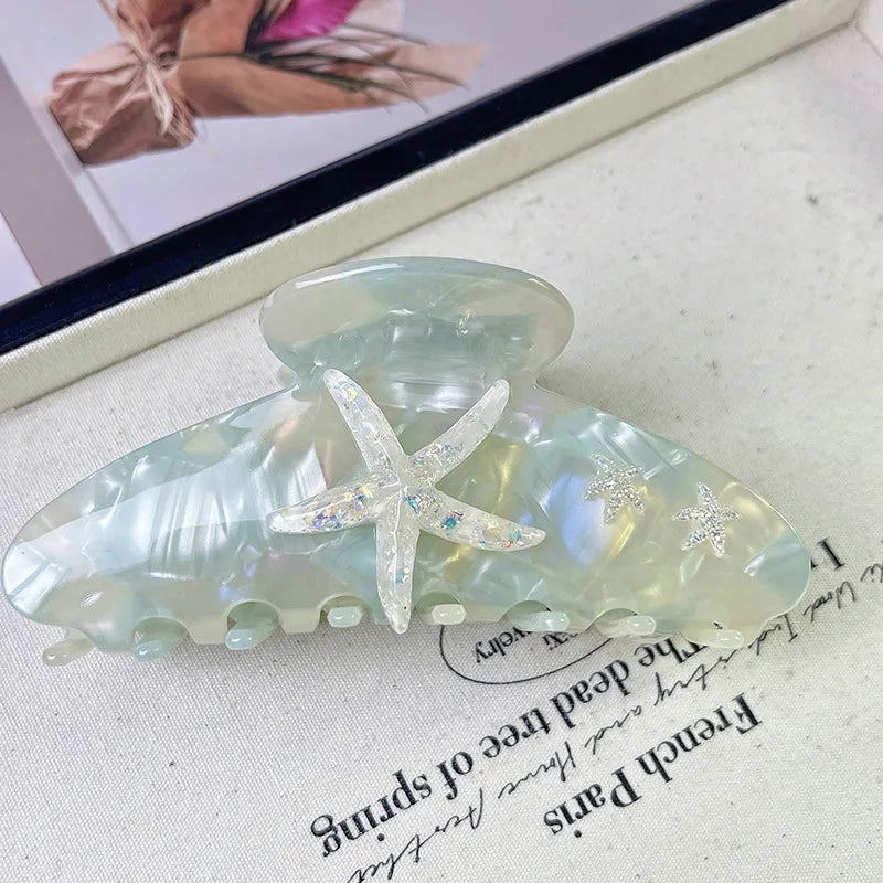 Pince à cheveux YHJ en forme d'étoile de mer pour femme, pince à cheveux en acétate et strass, bijoux de vacances, pince à cheveux tendance, accessoires pour cheveux