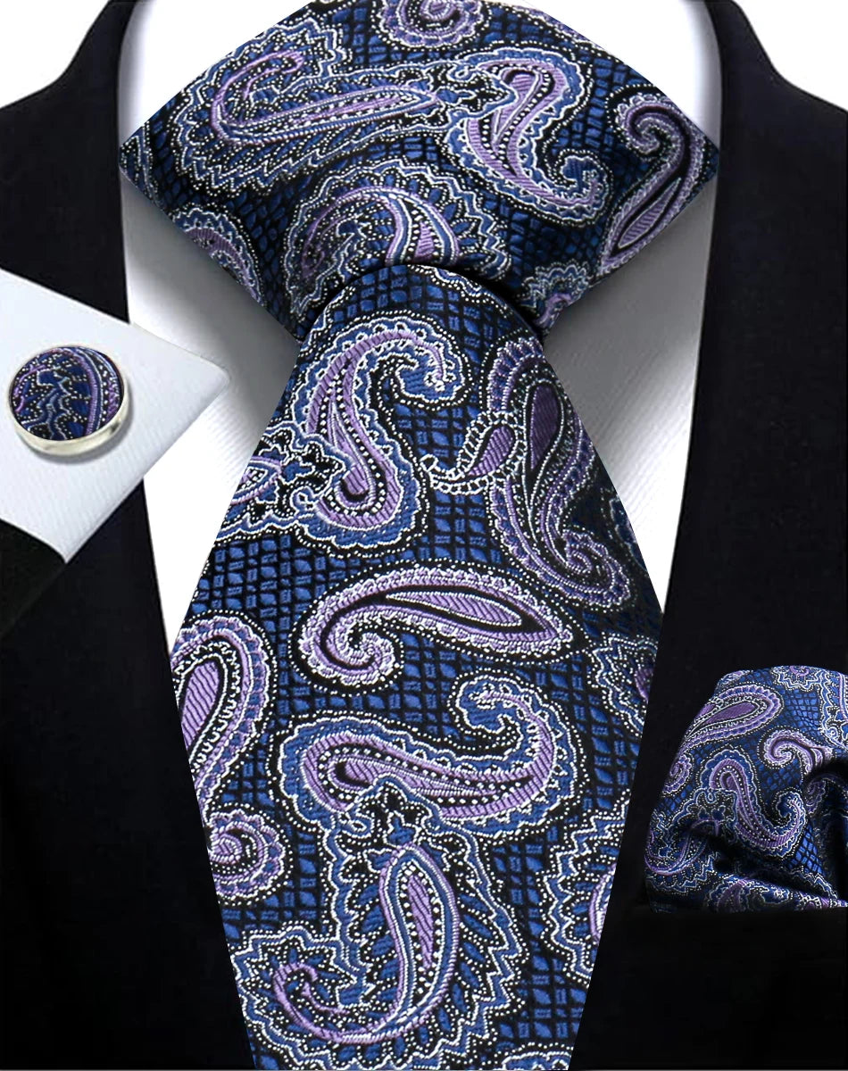 Cravate homme Paisley Jacquard tissé 8 cm formelle affaires mariage cravate poche carré ensemble costume cravate haute qualité fait main Gravata