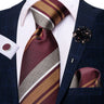 Cravate rose cachemire avec broche en soie, élégante cravate de mariage pour homme, bouton de manchette pratique, mode affaires fête, créateur de cravate haute