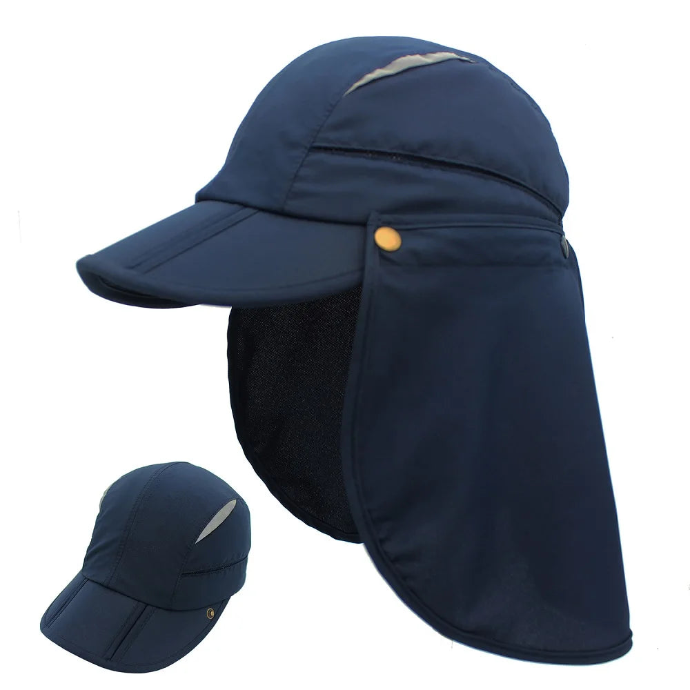 Casquette de protection solaire UPF 50+ pour enfants et garçons, chapeau de pêche réglable et amovible à séchage rapide avec rabat pour le cou