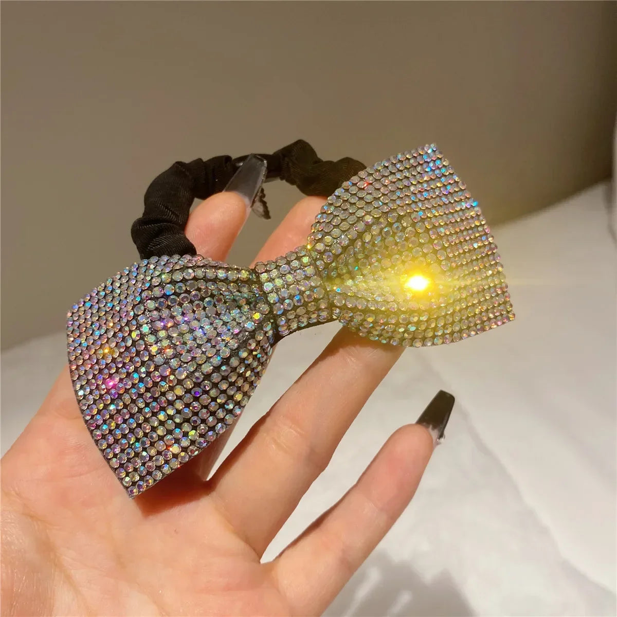 Élastiques à cheveux coréens en forme de nœud pour femmes et filles, en cristal brillant, pour queue de cheval, bandeaux en caoutchouc, accessoires pour cheveux i-Remiel