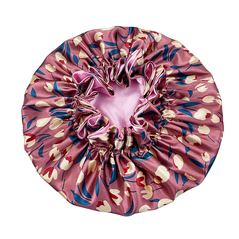 Bonnet de nuit double épaisseur en satin soyeux pour femme, grand bonnet réversible doublé de satin, couvre-chef pour la nuit, accessoires pour cheveux