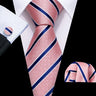 Cravate de luxe pour homme, ensemble de boutons de manchette et mouchoir en soie à rayures rouges, style business, Barry.Wang, accessoire tendance pour mariage, fête, décontracté