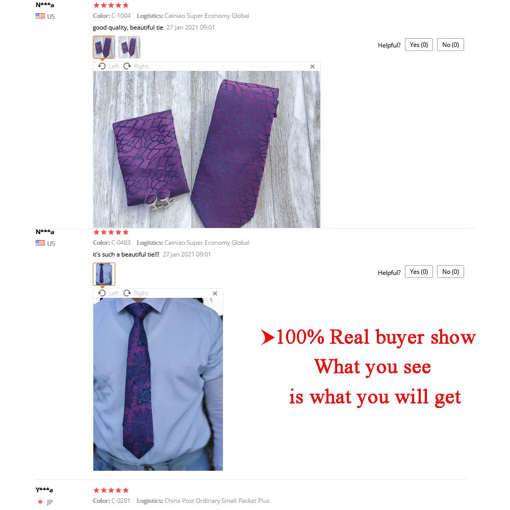 Hi-Tie – Cravate de mariage en soie violette unie à motif cachemire pour homme, ensemble de qualité avec boutons de manchette et mouchoir, cadeau tendance, livraison directe