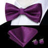 Hi-Tie Jacquard Silk Nœud papillon pour homme, ensemble de boutons de manchette et mouchoir, nœud papillon pré-noué, noir, blanc, gris, bleu, rouge, vert, rose, violet