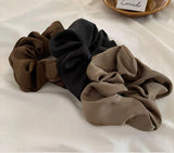 Korean Woman Big Elegant Silk Elastics Hair Band Girls Solid Color Scrunchies Hair Ties Ladies Ponytail Hold Hair Accessories