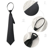 Cravate unisexe pour hommes et femmes, fermeture éclair, noire, à clip, pour hommes, cravates de sécurité, cravates pour vêtements, cravates mates pour porteurs funéraires