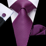 Hi-Tie – Cravate de mariage en soie violette unie à motif cachemire pour homme, ensemble de qualité avec boutons de manchette et mouchoir, cadeau tendance, livraison directe