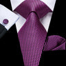 Hi-Tie – Cravate de mariage en soie violette unie à motif cachemire pour homme, ensemble de qualité avec boutons de manchette et mouchoir, cadeau tendance, livraison directe