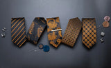 Men's Tie Set with Plastic Buckle Elegant Wedding Prom 8cm Neck Tie Pocket Square Cufflinks Accessories Gitf Box Set for Husband