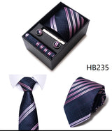 Cravate pour homme, tout nouveau style, cadeau de mariage, ensemble de pochettes, boîte à cravates, accessoires de costume noirs pour hommes