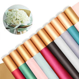 Colors Bouquet Gold Edge Double Sided Flower Wrapping Paper Wired Ribbons for Wedding Mothers Day Birthday Gift Florist Supplies