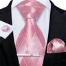 Ensemble cravate homme en soie à rayures roses, motif floral, motif cachemire uni, 8 cm, mouchoir, boutons de manchette, accessoires de mariage, de bal, cravate