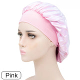 Adjust Solid Satin Bonnet Hair Styling Cap Long Hair Care Women Night Sleep Hat Silk Head Wrap Shower Cap Hair