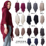 Cape à capuche tricotée pour femme, nouvelle collection automne et hiver, châle, couleur unie, tricot une pièce, grand châle