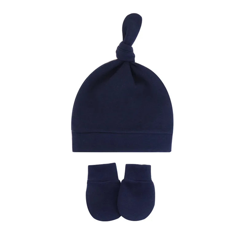 Bonnet pour nouveau-né avec gants, bonnet chaud en coton pour enfants, accessoires pour enfants, bonnet de nuit pour bébés de 0 à 6 mois, automne et hiver