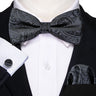 Barry.Wang Silk Mens Bow Tie White Green Pink Purple Jacquard Paisley Floral Pre-Tied Bowtie Hanky Cuffs Set Wedding Business
