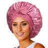 Bonnet de nuit en satin pour femme, large bande solide, extensible, avec nœud, bonnet soyeux, bonnet de nuit, soins capillaires, couvre-tête de douche