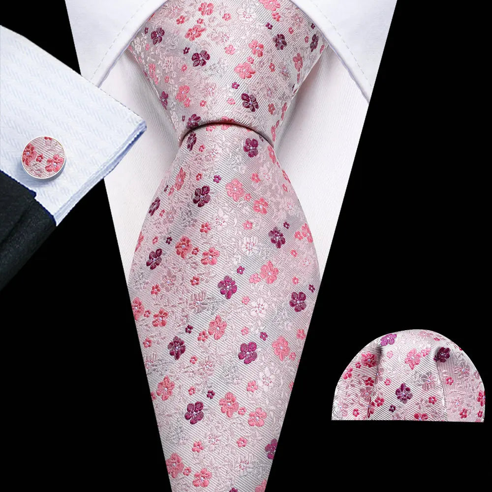 Cravate de luxe pour homme, ensemble de boutons de manchette et mouchoir en soie à rayures rouges, style business, Barry.Wang, accessoire tendance pour mariage, fête, décontracté