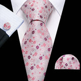 Cravate de luxe pour homme, ensemble de boutons de manchette et mouchoir en soie à rayures rouges, style business, Barry.Wang, accessoire tendance pour mariage, fête, décontracté