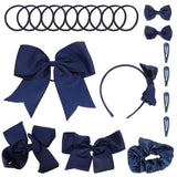 Navy Hair Accessories Set For Hair Bands Ponytail Holders Kids Headbands Hair Clips With Bows Braiders Hair Bow Clips Elastics