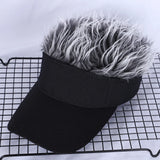 Men Women Casual Concise Sunshade Adjustable Sun Visor Baseball Cap with Spiked Hairs Wig Baseball Hat with Spiked Wigs