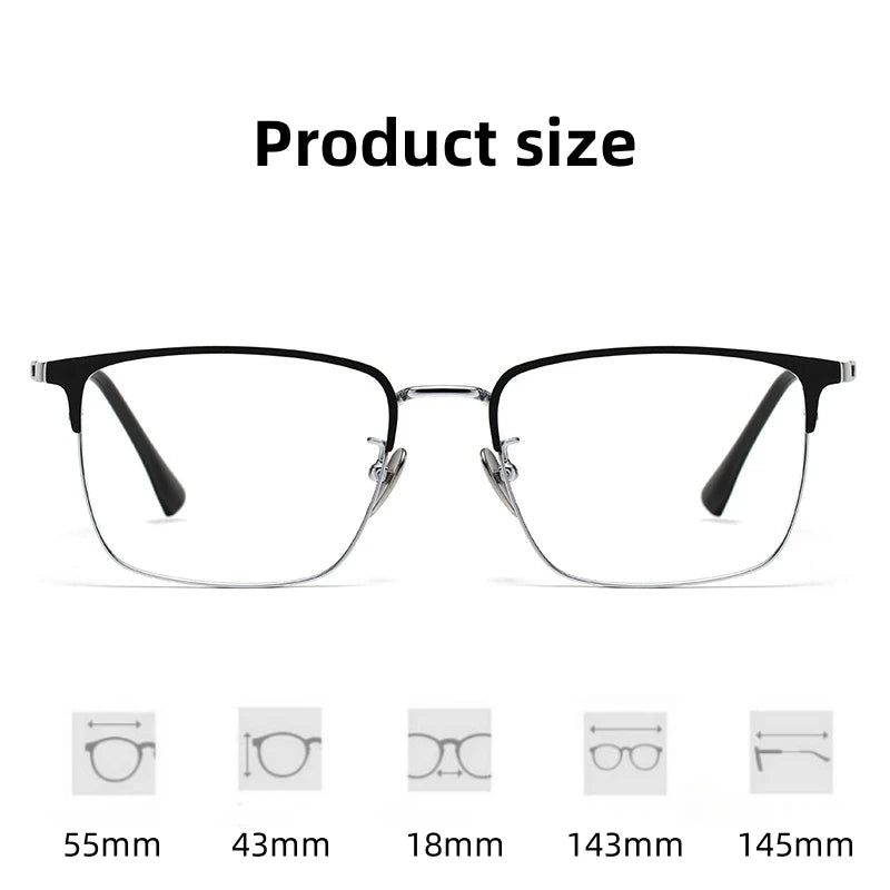 FIRADA Fashion Comfort Glasses Retro Luxury Titanium Square Eyewear Optical Prescription Eyeglasses Frame For Men Women 20363-C