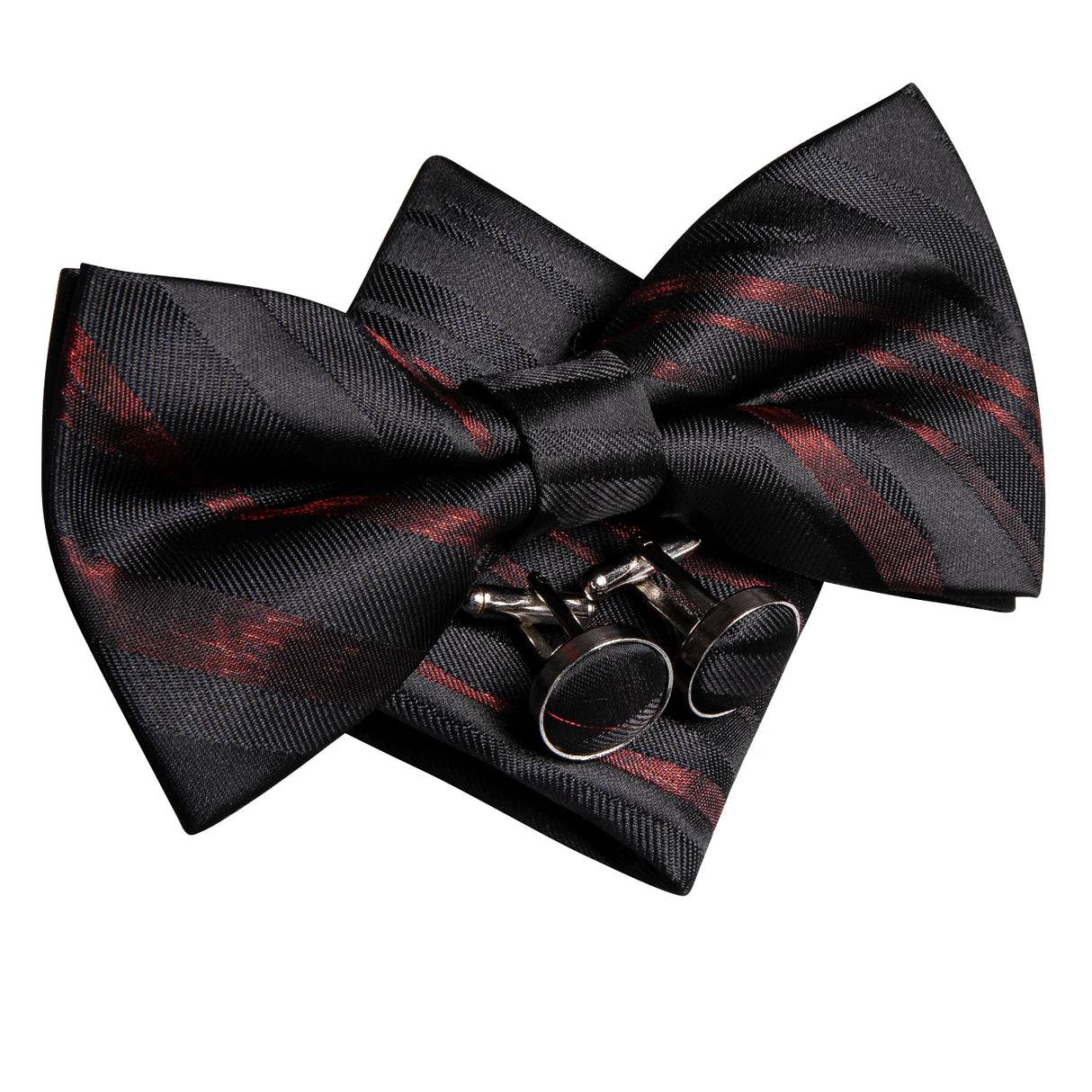Hi-Tie Nœuds papillon verts de Noël pour hommes Cravate papillon en soie Ensemble de boutons de manchette et mouchoirs pour fête de mariage Nœud papillon uni à carreaux cachemire