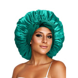 Bonnet de nuit en satin pour femme, large bande solide, extensible, avec nœud, bonnet soyeux, bonnet de nuit, soins capillaires, couvre-tête de douche