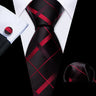 Barry.Wang Ensemble cravate et boutons de manchette en soie pour homme, motif jacquard, rouge, bordeaux, rose, pour mariage, affaires, fête