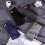 Gants d'hiver sans doigts pour hommes, mitaines, pour écrire au bureau, tricotés en laine épaisse, étiquette chaude, gants de conduite en plein air élastiques épais