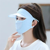 Summer Sunscreen Ice Silk Mask UV Protection Face Cover Sunscreen Veil Face With Brim Outdoor Cycling Sun Protection Hats Caps