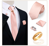 Ensemble de cravates en soie de luxe pour hommes, cravate, mouchoir, boutons de manchette avec anneau en métal doré, broche, costume, fête de mariage, accessoires pour hommes