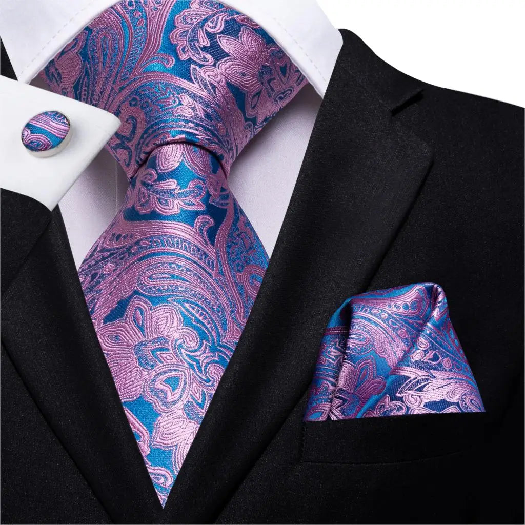 Hi-Tie 100% soie classique pour homme, cravate de mariage corail rose rouge pêche, pochette carrée, boutons de manchette, ensemble de cravates roses pour hommes, cravates cachemire unies