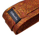 Cravate homme orange cachemire luxe soie polyester mariage bal 8 cm ensemble cravate pochette mouchoir boutons de manchette cadeau pour mari homme accessoire