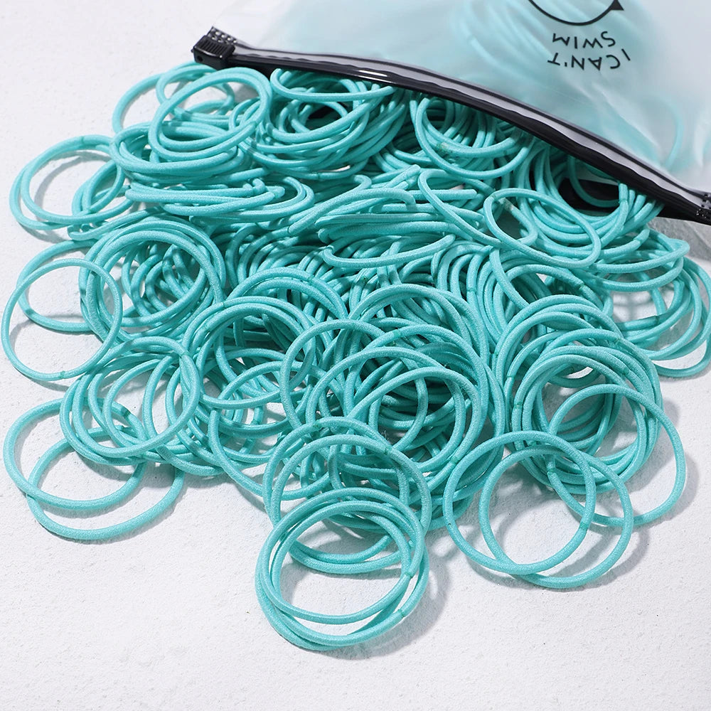 Lot de 50 bandeaux élastiques en caoutchouc pour cheveux, style macaron, très élastiques, durables, pour queue de cheval haute, pour femmes et enfants