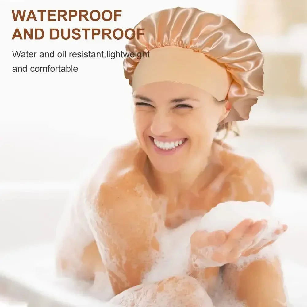 Bonnet Satin Sleeping Hat Hair Night Sleep Cap Head Cover Shower Caps for Bath and Sauna Bathing Shower Cap Bathroom Products