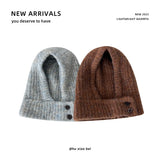 Cagoule de couleur unie pour femme, chapeau haut de forme, chaud, tendance, sans bords, écharpe, pull, livraison gratuite