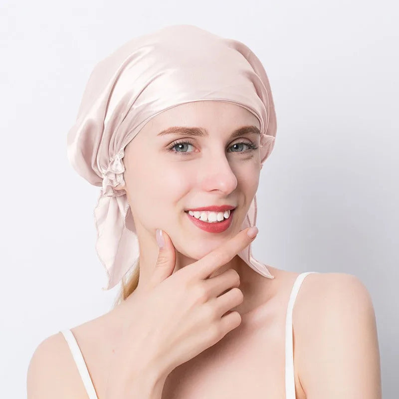Bonnet de nuit en soie de mûrier 100 % naturelle, bonnet de douche en soie, bonnet de nuit, tâches ménagères, cuisine, soins capillaires, bonnet protecteur, accessoires pour cheveux