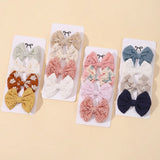 4Pcs/Set Lovely Cotton Bowknot Clips Safe Hairpins Girl Fresh Pastoral Hairclips Baby Hair Accessories Kids Print Hairgripe Gift
