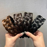 Wig Braided Headbands for Women Fishbone Wide Twist Hairbands Handmade Head Hoop Hair Bands Styling Headwear Accessories Gift