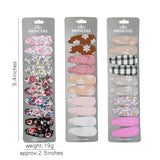 Lot de 10 barrettes à cheveux en forme de goutte d'eau, 5,6 cm, avec broderie imprimée, pour filles mignonnes, épingles à cheveux, couvre-chefs, accessoires pour cheveux pour enfants