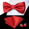 Hi-Tie Jacquard Silk Nœud papillon pour homme, ensemble de boutons de manchette et mouchoir, nœud papillon pré-noué, noir, blanc, gris, bleu, rouge, vert, rose, violet