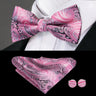 Hi-Tie Marque Soie Pré-noué Homme Nœud Papillon Mouchoir Boutons de Manchette Ensemble Nœud Papillon pour Homme Jacquard Solide Cachemire Floral Mariage Cadeau d'Affaires