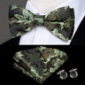 Hi-Tie Nœuds papillon verts de Noël pour hommes Cravate papillon en soie Ensemble de boutons de manchette et mouchoirs pour fête de mariage Nœud papillon uni à carreaux cachemire