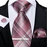 Ensemble cravate homme en soie à rayures roses, motif floral, motif cachemire uni, 8 cm, mouchoir, boutons de manchette, accessoires de mariage, de bal, cravate