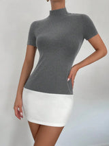 New Spring and Summer Workplace Commuter Office Woman Elite Style Contrast Color Splicing Simple Ultra-short Dress Woman
