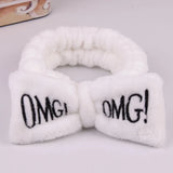 Letter OMG Headbands for Women Girls Bow Wash Face Turban Makeup Elastic Hair Bands Coral Fleece Hair Accessories