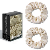 2PCS 3.5CM Mulberry Silk Scrunchies Women Grils Hair Ties for Hair Sleep No Damage Hairband Curly Hair Elastics Ponytail Holder