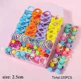 Ensemble d'accessoires pour cheveux pour filles, 120 pièces, élastiques à cheveux colorés avec nœud papillon, pour queue de cheval